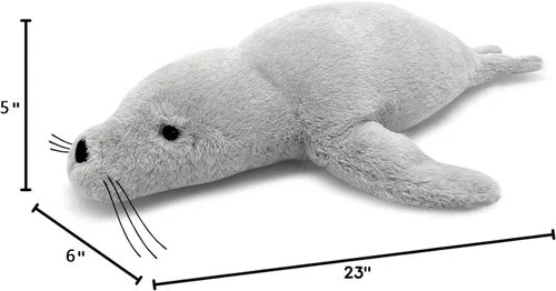 Miniatura 8 de CSVBTRF Animales de peluche con peso, 2 libras, 23 pulgadas, regalo de peluche de foca para niños - Animales de peluche de foca gris para abrazar