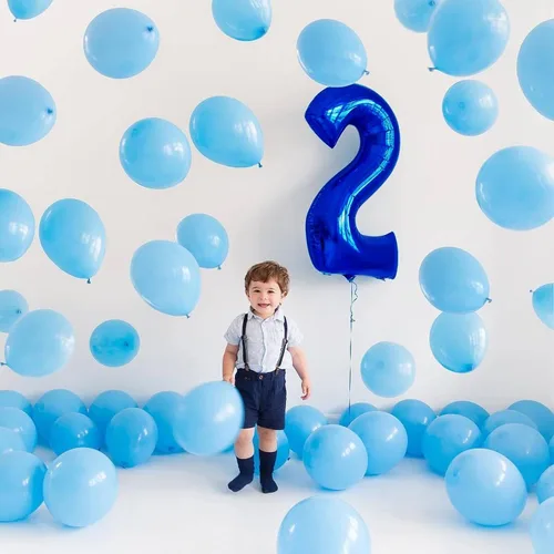 Miniatura 4 de Lovoir Globo azul marino de 40 pulgadas con el número 0 de gran tamaño de papel de aluminio de Mylar para helio azul oscuro para fiesta de Azul