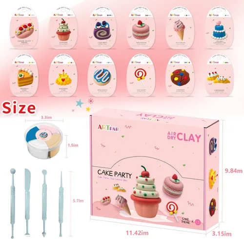 Miniatura 2 de ARTPAR Plastilina de Secado al Aire para Niños, Kit de Arcilla para Modelar, Set de Escultura Model Magic, Ultra Ligera y Suave, Segura No Pegajosa