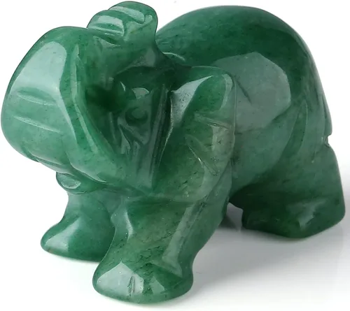 Miniatura 16 de QINJIEJIE Cristales de jade amarillo, decoración de elefante, bonitas piedras de escritorio, figurita, gemas naturales, decoración de la suerte