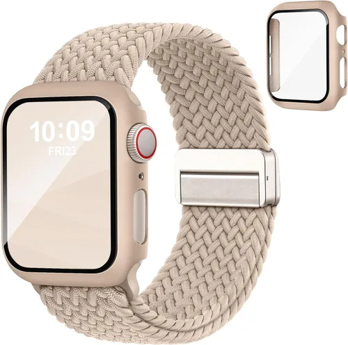Miniatura 9 de Acextro Correa trenzada magnética y estuche compatible con Apple Watch Bands para mujeres y hombres 40mm 44mm 41mm 45mm 42mm 46mm, cubierta