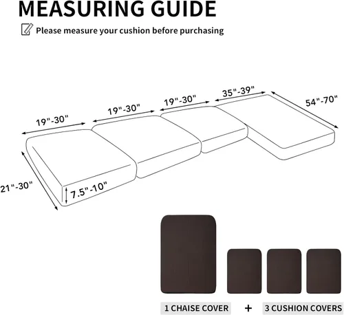 Miniatura 2 de Easy-Going - 4 Fundas de cojín elásticas para sofá seccional, izquierda/derecha, en forma de L, funda de asiento antideslizante, suave, flexible