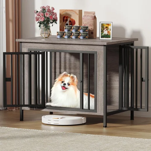 Miniatura 10 de EasyCom Mueble de jaula para perros para 1 o 2 perros, jaulas resistentes para perros individuales/dobles para perros pequeños, medianos y grandes