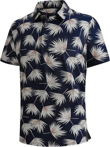 Damipow - Camisas de golf para hombre, camisa de secado rápido tipo polo de manga corta y cuello