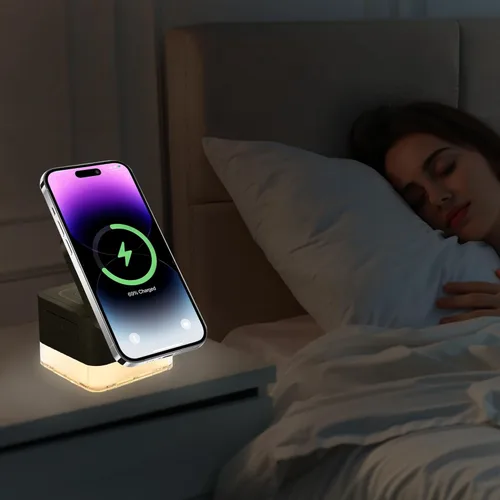 Miniatura 6 de Cargador inalámbrico 3 en 1 Apple-estación de carga, cubo de lámpara de luz nocturna, soporte de cargador magnético de 15 W, base de carga plegable