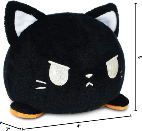 Miniatura 4 de TeeTurtle - El peluche reversible original de gato - Negro + Calabaza - Lindos animales de peluche con sensores para mostrar tu estado de ánimo