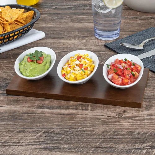 Miniatura 6 de Restaurantware -Juego de cuencos de 9 onzas con bandeja - 1 juego de servir lavable en platos, incluye 3 cuencos de porcelana y 1 bandeja de bambú