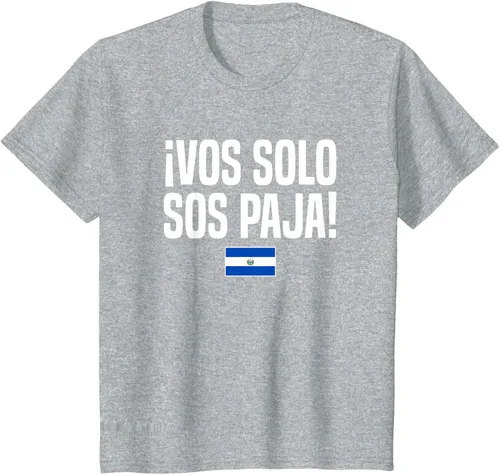 Miniatura 53 de Camiseta Vos Solo Sos Paja Salvadoran Slang Bandera de El Salvador, Negro