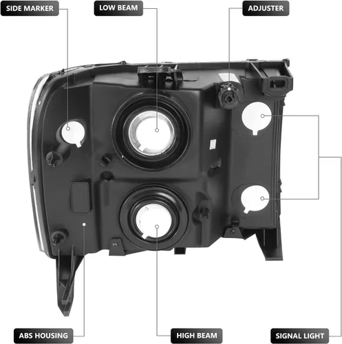 Miniatura 3 de DNA MOTORING Juego de ensamble de faros compatible con GMC Sierra 1500 de 2007-2013/Sierra 2500 HD y 3500 HD de 2014, Negro/Transparente, Negro Claro