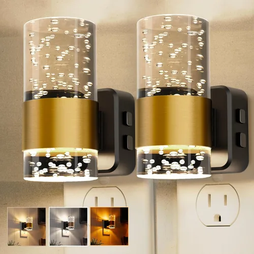 Miniatura 16 de Luces nocturnas que se enchufan a la pared, luz nocturna que cambia de color con enchufe giratorio, sensor de luz del atardecer al amanecer y brillo