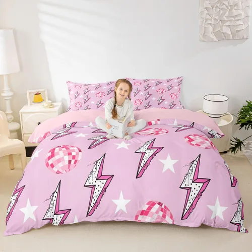 Miniatura 29 de Juego de funda de edredón con lazo de dibujos animados para niños, tamaño individual, juego de ropa de cama de mariquita, escarabajo, insecto