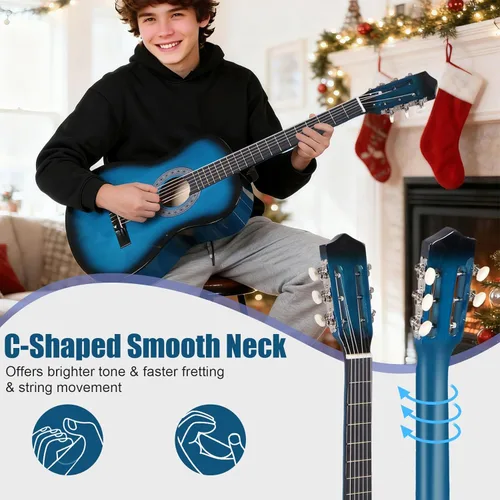 Miniatura 4 de Juego de guitarra acústica de 38 pulgadas para niños, principiantes y amantes de la música, guitarra folclórica de 6 cuerdas con bolsa