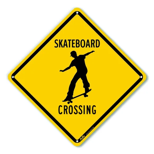 PKAC-0158 - Letrero de aluminio para patineta, texto negro con fondo amarillo, 10 x 10 pulgadas, texto negro con fondo amarillo