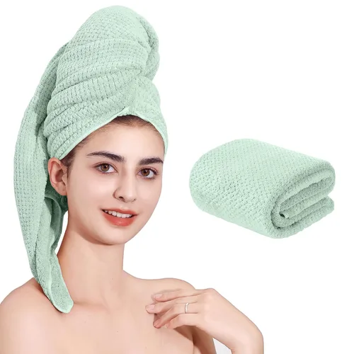 Miniatura 13 de Toalla de microfibra para el cabello de secado rápido, toallas de secado de pelo, adecuadas para todo tipo de cabello, ultra absorbente, cabello Azul