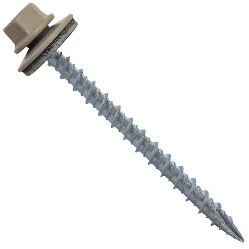 Miniatura 22 de 10 tornillos para techos de metal gris ABC de 2-1/2 pulgadas, cabezal de arandela hexagonal, arranque automático/roscado, arandela EPDM. 1 bolsa