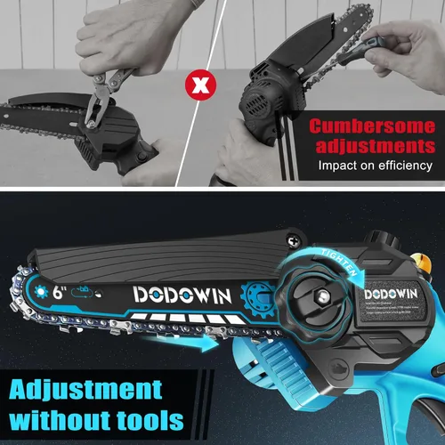 Miniatura 5 de dodowin Mini motosierra de 6 pulgadas, regalos del día del padre para hombres, esposo, papá, motosierra eléctrica inalámbrica recargable, motosierra