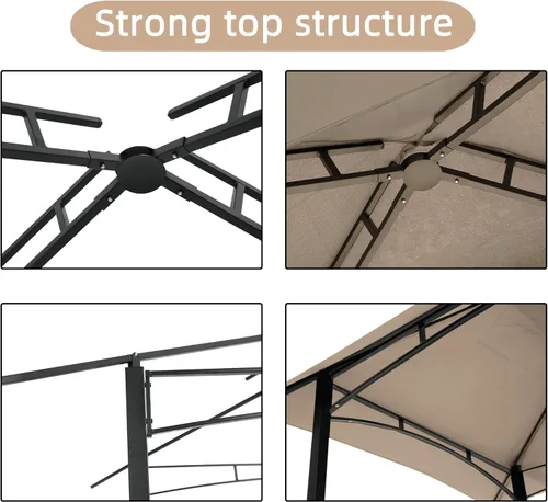 Miniatura 4 de Gazebo de parrilla de 8 x 5 pies, carpa de parrilla para parrilla al aire libre, gazebo de barbacoa de doble nivel con marco de acero, dos estantes