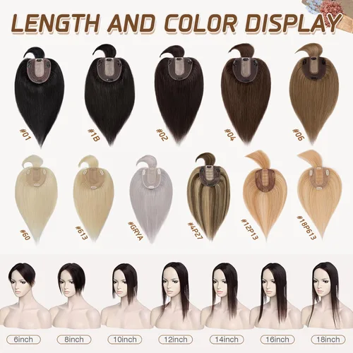 Miniatura 82 de Rich Choices Pelucas con topper de cabello para mujeres, cabello humano real 100% Remy, sin flequillo, para mujeres con adelgazamiento en la parte