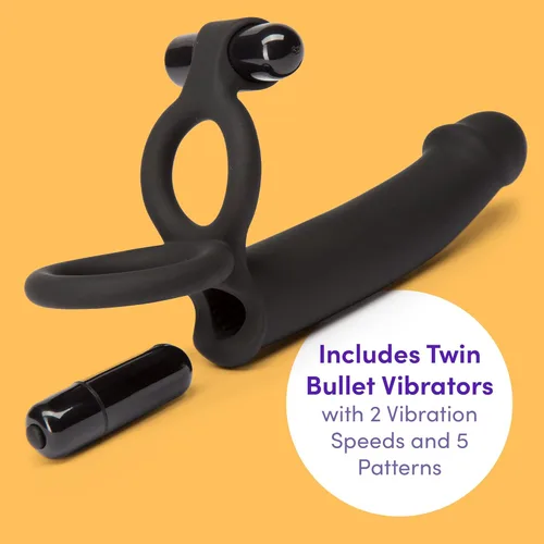 Miniatura 4 de Lovehoney Double Fun - Correa vibratoria de doble penetración en el consolador, correa de silicona de 5.5 pulgadas para hombres, 2 vibradores