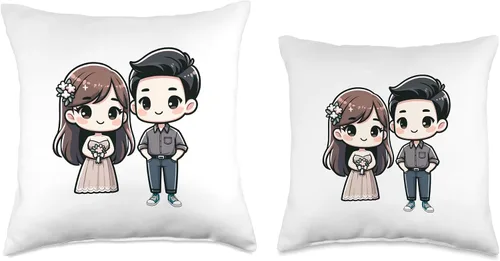 Miniatura 3 de Happily Ever After Designs Linda almohada de dibujos animados para parejas casadas, 16 x 16 pulgadas, multicolor