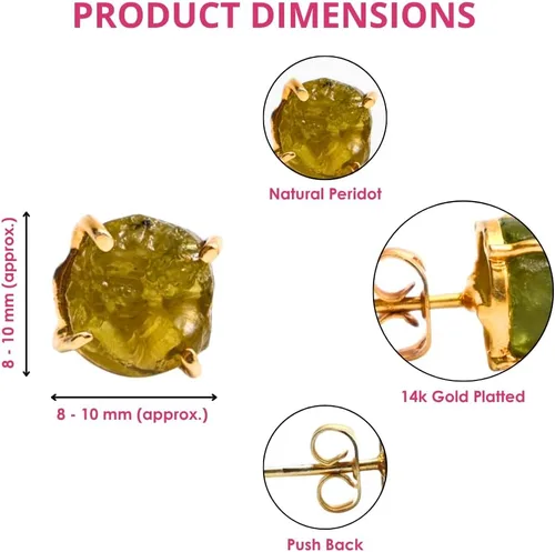 Miniatura 151 de Gempires Natural Raw Prong Setting Stud Earrings, 8-10 mm Crystals Earring, Handmade Jewelry, Gift for Her