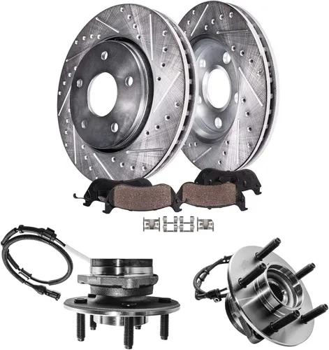 Miniatura 35 de Detroit Axle - Kit de freno delantero para Hyundai Nexo 2019-2024, rotores de freno perforados y ranurados, pastillas de freno de cerámica