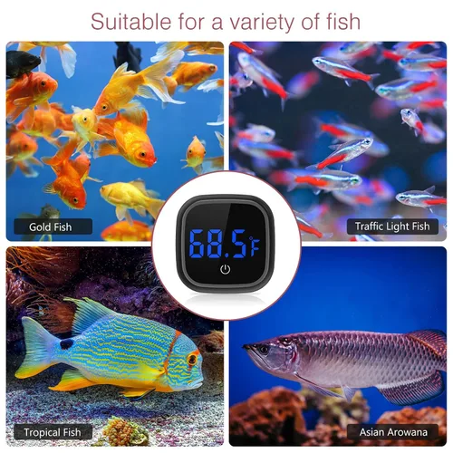 Miniatura 8 de LOFICOPER Termómetro digital LED para acuario, termómetro adhesivo para peces, con batería incorporada, para peces, ajolote, tortuga, reptiles