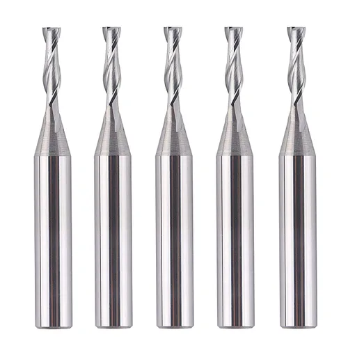 SpeTool 5 brocas de fresadora en espiral de 1/8 de diámetro de corte con vástago de 1/4, juego de brocas de carburo CNC de madera para cortador de