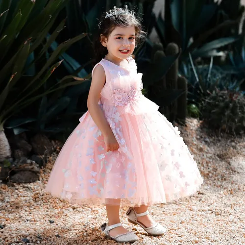Miniatura 2 de Vestido de tutú de mariposa con pétalos de flores para niños, para boda, concurso de baile, primera comunión, cumpleaños, tul