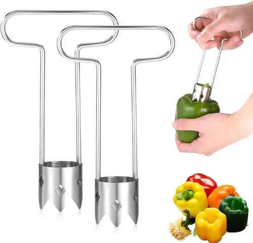 Miniatura 11 de Herramienta de descorchador de frutas y verduras, herramienta de descorchador de semillas de pimiento rojo 2025 de acero inoxidable mejorada