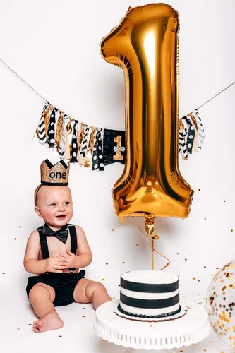 Miniatura 7 de AWAYTR Conjunto de corbatín para bebé y niño con tirantes para fiesta de primer cumpleaños