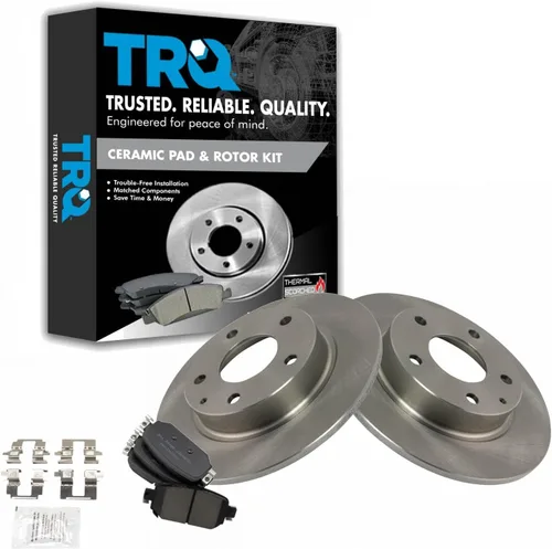 Miniatura 116 de TRQ Kit de rotor de freno trasero y pastillas de cerámica Posi premium compatible con camioneta Chevy GMC