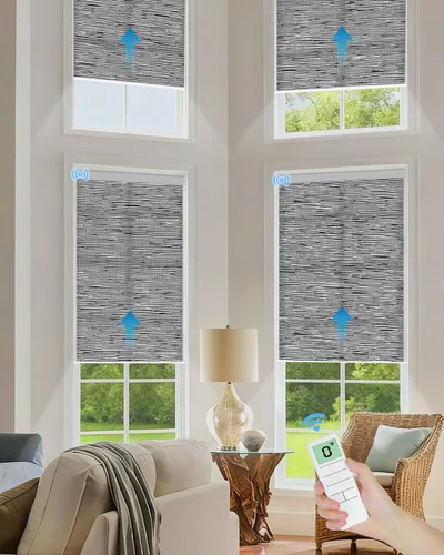 Miniatura 14 de Tokblind Persianas enrollables motorizadas de filtrado de luz con control remoto, persianas inteligentes para ventanas compatibles con Alexa Google