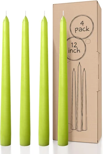 Miniatura 53 de CANDWAX Paquete de 4 velas cónicas blancas, sin goteo, de combustión lenta, sin perfume, de 12 pulgadas, ideales para mesa de comedor, candelabros