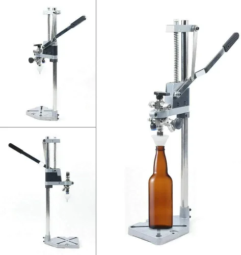 Miniatura 5 de YIYIBYUS Presión manual de botellas: llenado de botellas de contrapresión, llenado de botellas de cerveza de acero inoxidable/vino, máquina