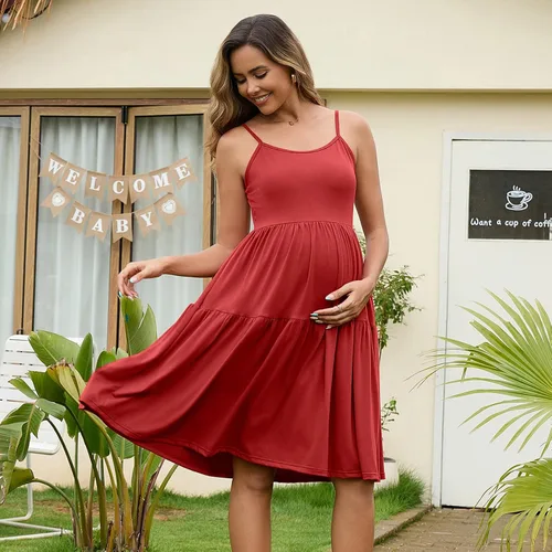 Miniatura 53 de GINKANA Vestido de maternidad sin mangas para mujer, con tirantes ajustables, vestido casual de verano para uso diario o baby shower