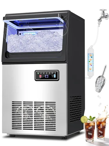 Máquina comercial para hacer hielo en pepitas con contenedor de almacenamiento de 12 libras, 70 libras/24 horas de acero inoxidable debajo del