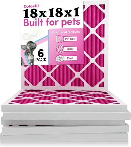 Miniatura 12 de Colorfil - Filtro de aire de 18 x 18 x 1 pulgadas, filtros que cambian de color para olores de gatos y perros, filtro de aire acondicionado MERV 8