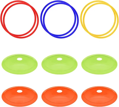 Cosmos Juego de 12 anillos de agilidad de velocidad, conos marcadores, anillos de entrenamiento de fútbol multicolor, conos de disco de marcado,