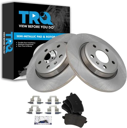 Miniatura 118 de TRQ Juego de pastillas de freno semimetálicas traseras y rotores compatibles con Chevrolet Trailblazer 02-06 Trailblazer EXT 04-06 SSR 02-07 GMC