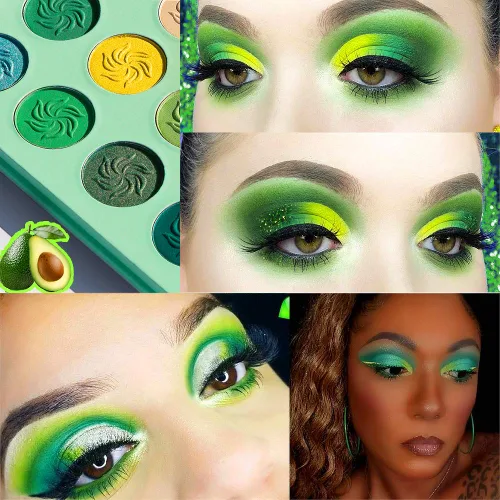 Miniatura 6 de Paleta de sombra de ojos verde de Afflano, sombra de ojos verde con purpurina altamente pigmentada, paletas de maquillaje verde esmeralda