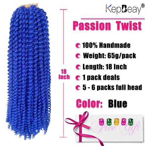 Miniatura 2 de Cabello Passion Twist de 18 pulgadas, 1 paquete de cabello Passion Twist de ganchillo, cabello de ganchillo Water Wave (18 pulgadas (paquete de 1)
