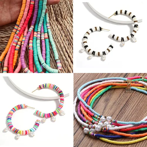 Miniatura 3 de 3000 cuentas redondas planas de polímero de vinilo Heishi para hacer joyas, mujeres, collares, pulseras y aretes (09-amarillo)