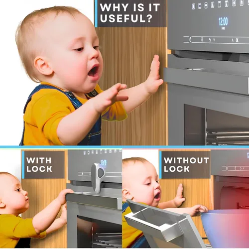 Miniatura 7 de BABY PROOF ME Cerradura de Seguridad para Horno Infantil, 1 Paquete, Cerradura de Puerta de Horno Seguridad Infantil, Horno a Prueba de Bebés, Blanco