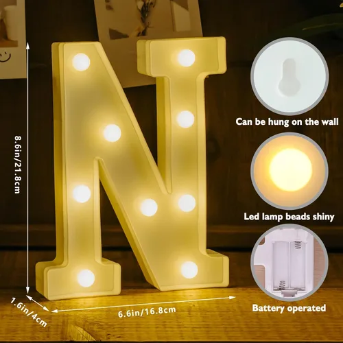 Miniatura 2 de Letras Iluminadas, Luces de Letras LED 26 del Alfabeto, Letra Decorativa Iluminada, Letras de Marquesina LED a Pilas para Fiesta, Bar, Luz Nocturna