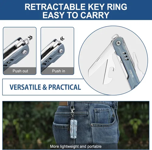 Miniatura 3 de NexTool Mini Sailor S11 Llavero multiherramienta, alicates EDC compactos 11 en 1 con cuchillo de bolsillo, tijeras y destornilladores