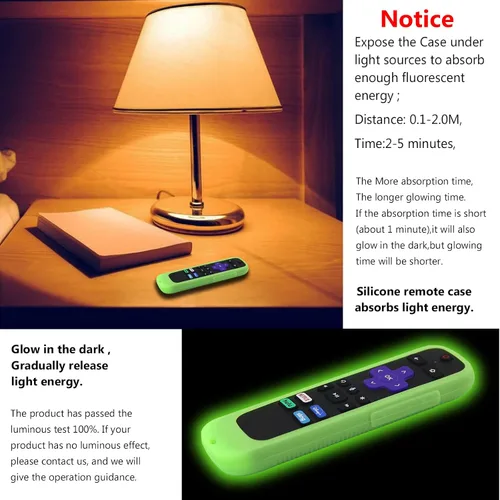 Miniatura 4 de Paquete de 2 fundas para control remoto (brilla en la oscuridad) compatible con Roku TV Remote/Roku Express/Streaming Stick/Premiere, funda