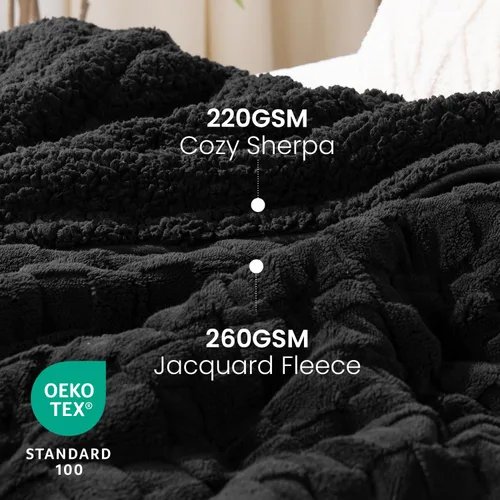 Miniatura 2 de Manta con peso de 15 libras, tamaño twin, manta con peso de sherpa a cuadros 3D de jacquard suave y elegante para adultos, manta de cama acogedora