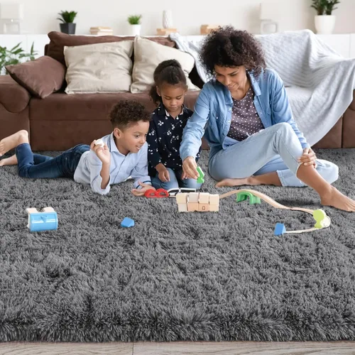 Miniatura 157 de Alfombras de área de 8x10 para sala de estar, alfombra shaggy grande ultra suave y esponjosa para dormitorio, alfombras de felpa mullida Blanco crema