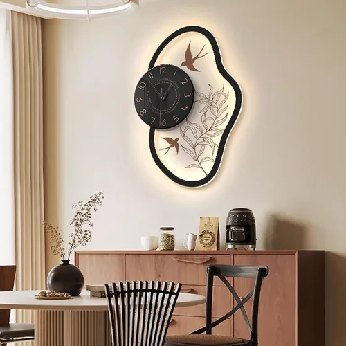 Miniatura 3 de Silent Modern Wall Clock with Pendulum, Living Room Wall Clock Numerals Battery Operation Wall Clocks for Living Room Bedroom(Black)